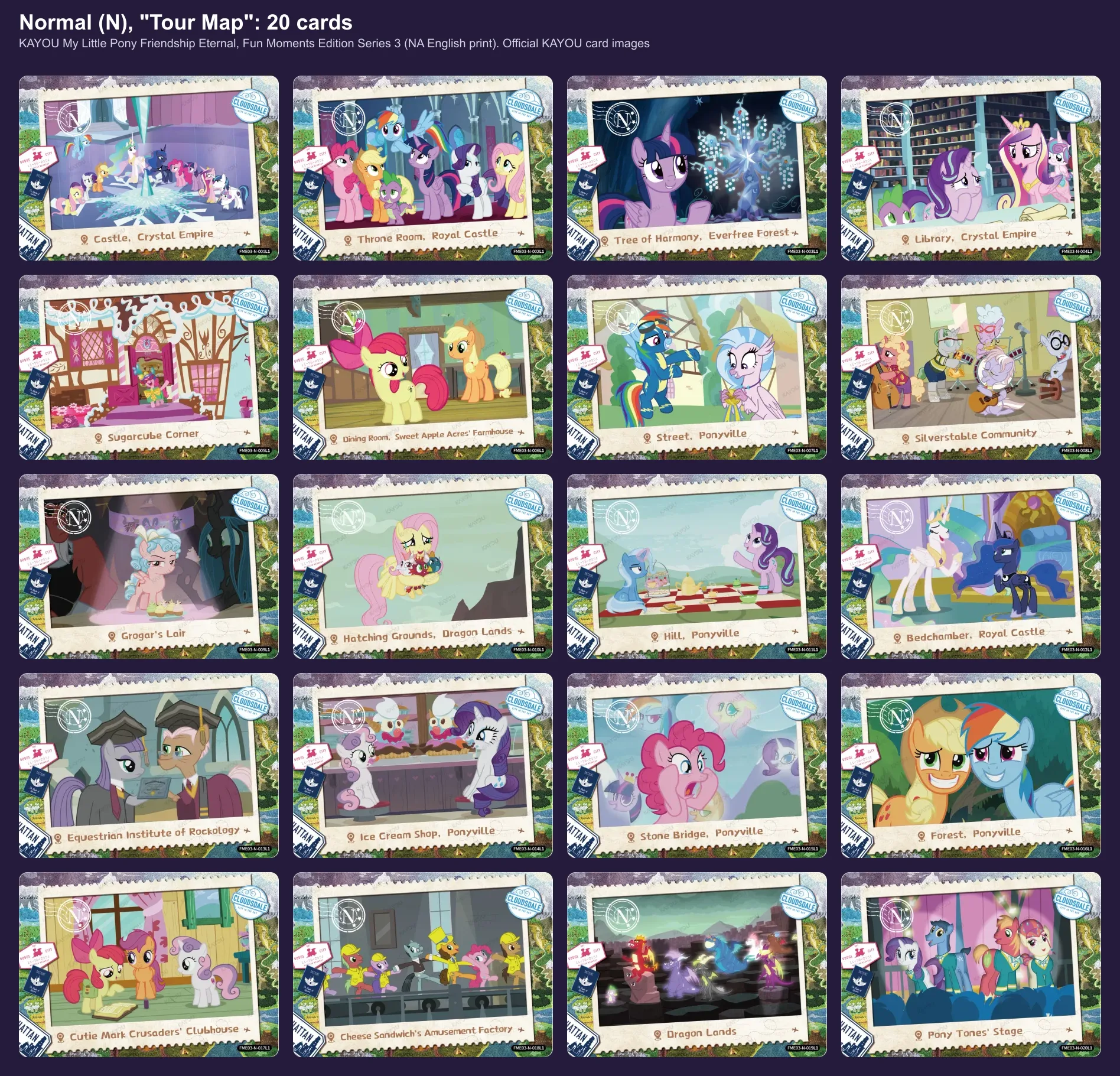 The twenty Normal Tour Map postcard cards of Fun Moments 3