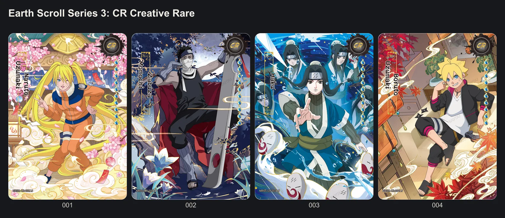 The four CR cards of Earth Scroll Series 3