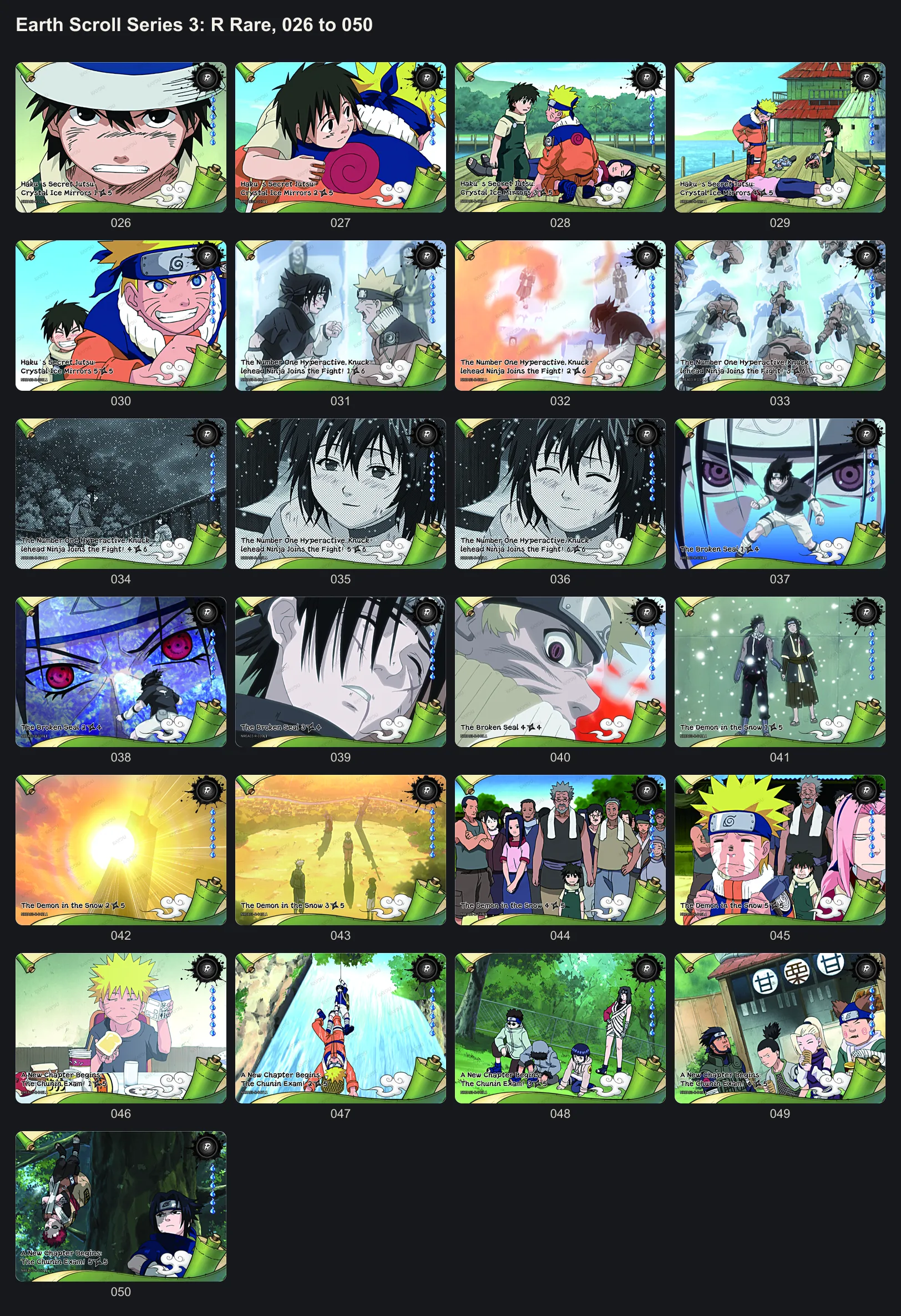 Earth Scroll Series 3 R cards 026 to 050