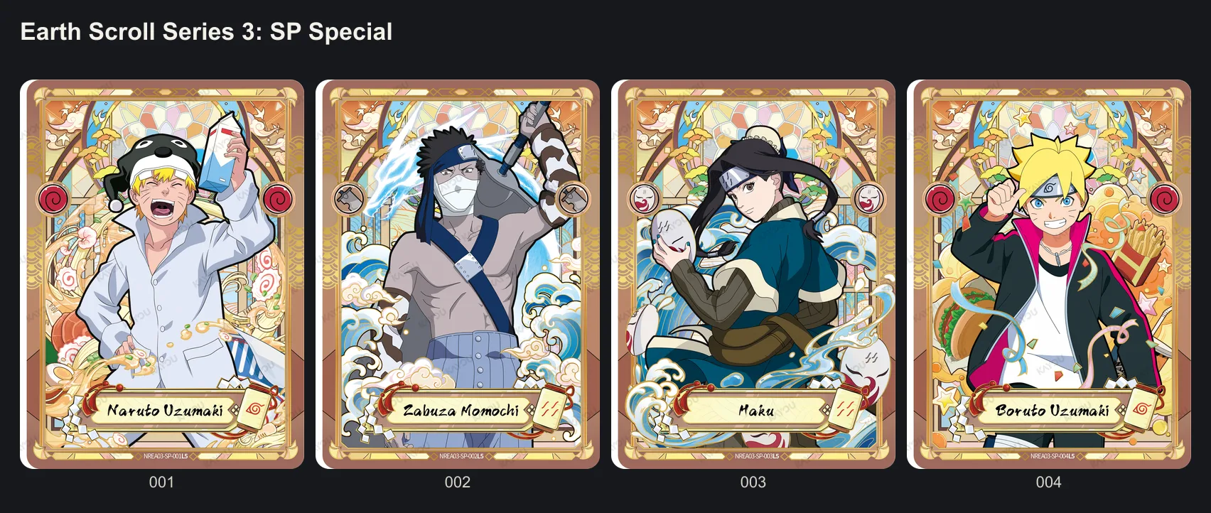 The four SP cards of Earth Scroll Series 3