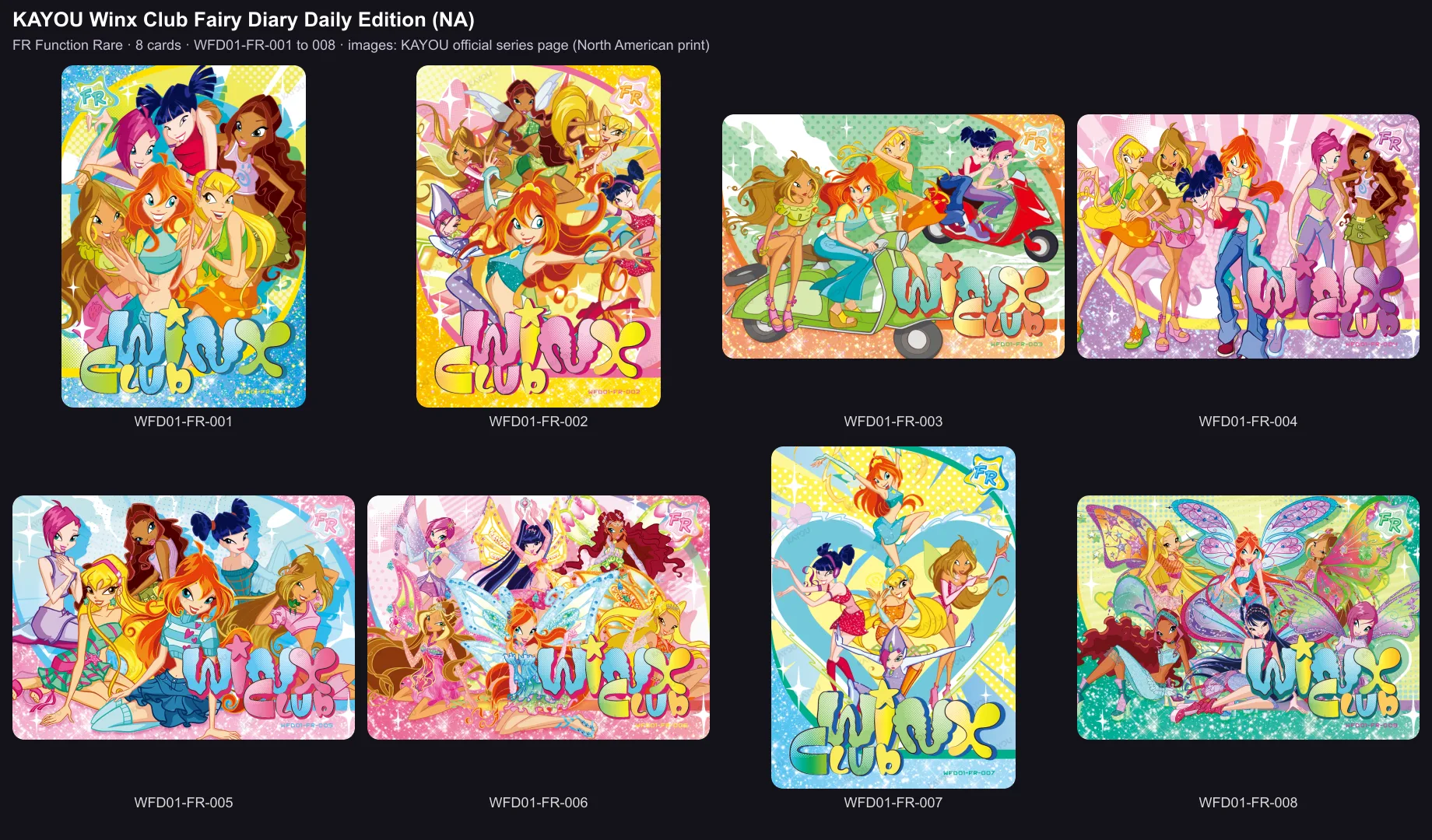 The eight Function Rare cards of the Daily Edition