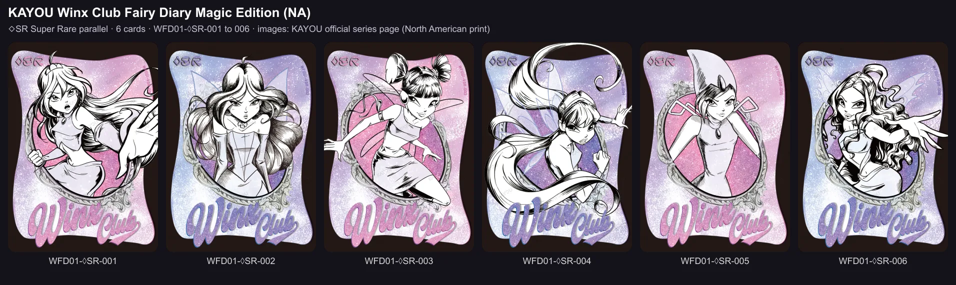 The six parallel Super Rare cards of the Magic Edition