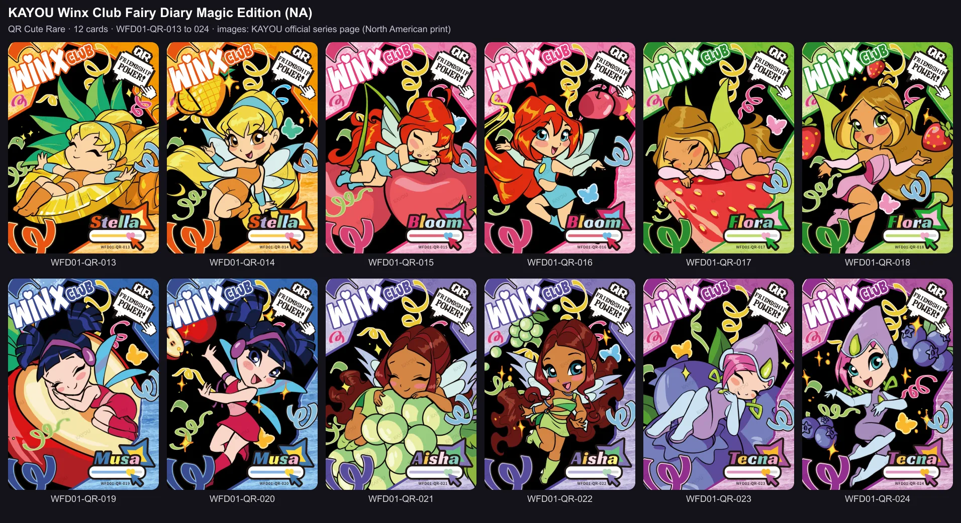 The twelve Cute Rare cards of the Magic Edition