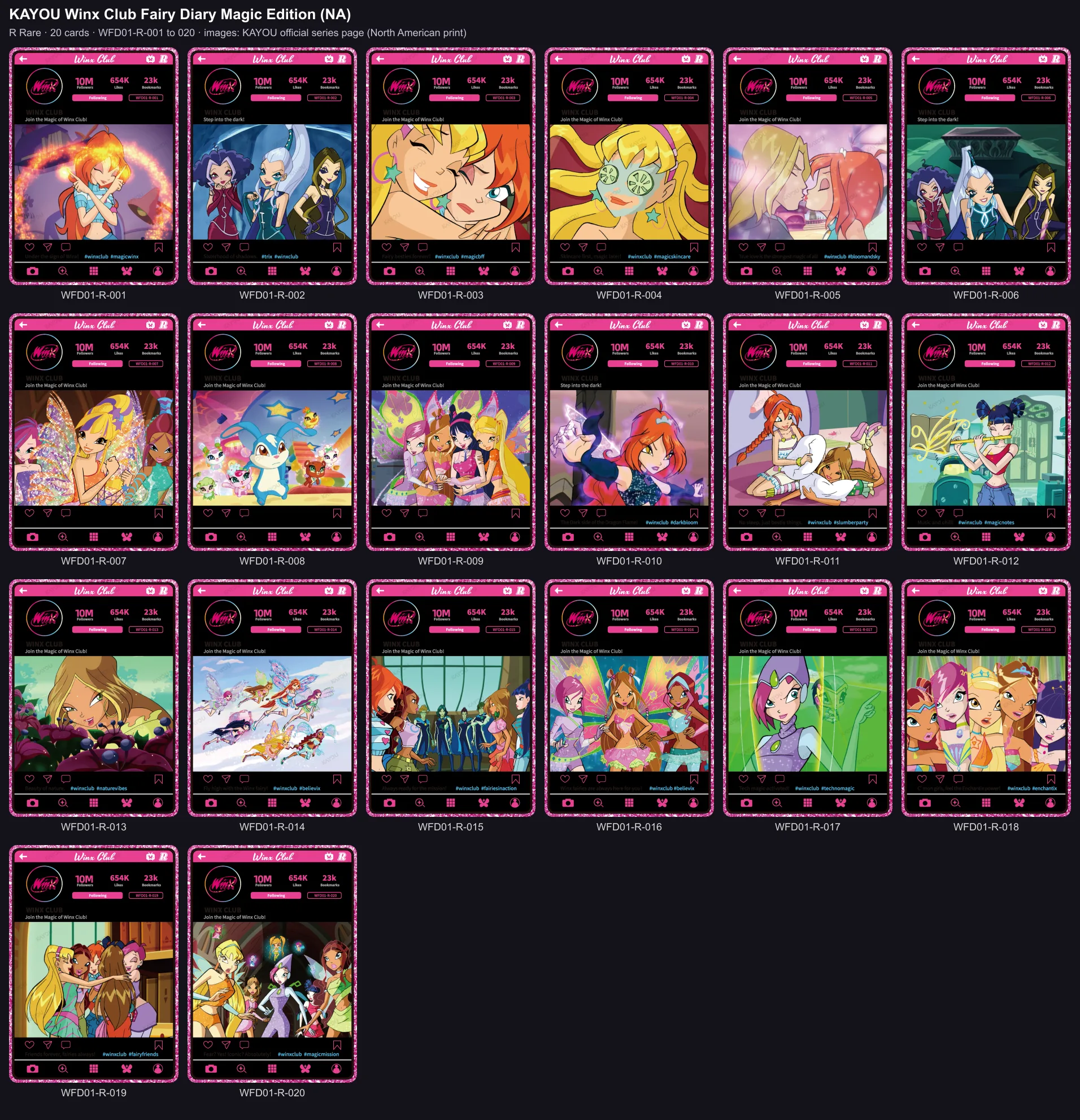 The twenty Rare cards of the Magic Edition, the Story Diary
