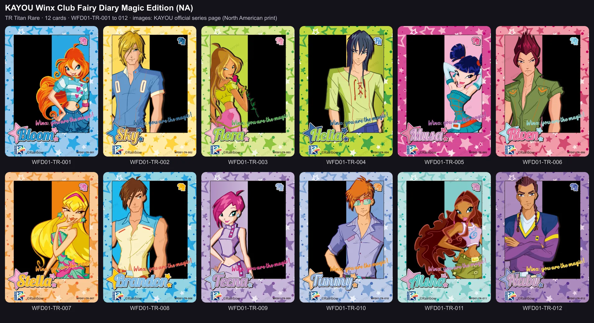 The twelve Titan Rare cards of the Magic Edition