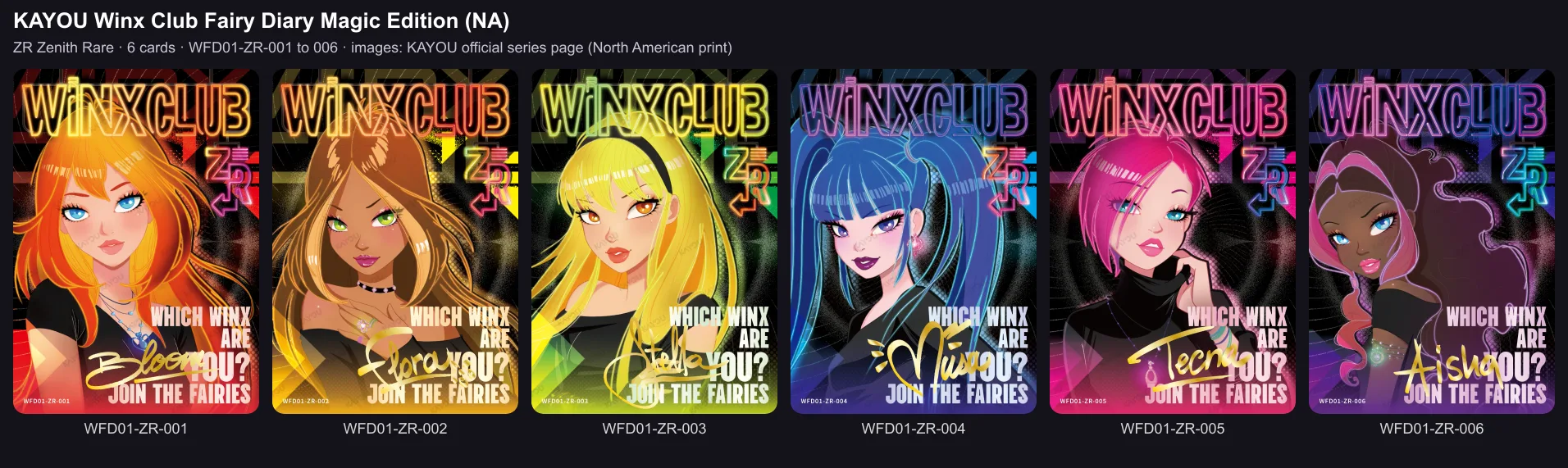 The six Zenith Rare cards of the Magic Edition