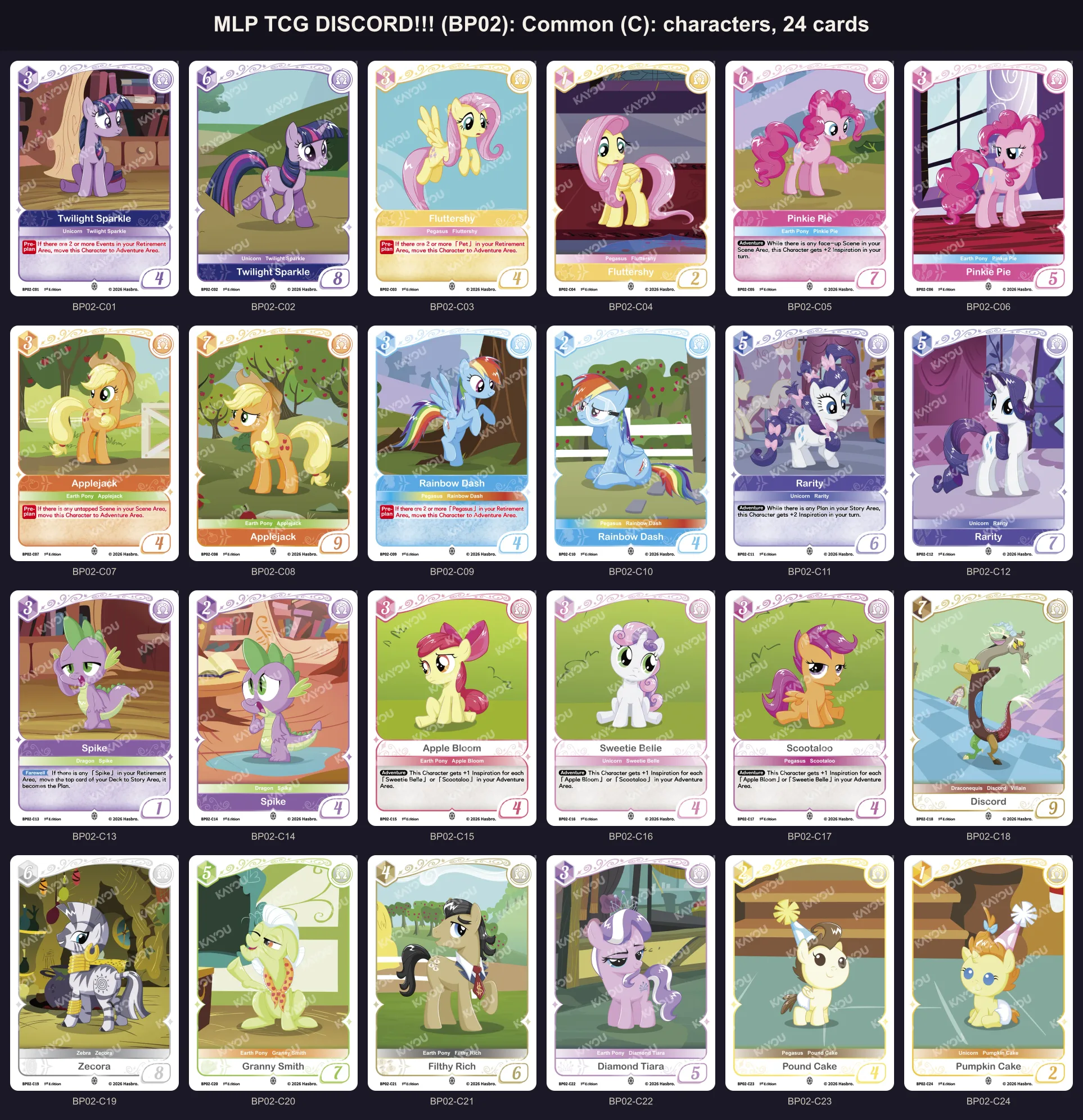 The 24 Common character cards of DISCORD!!!