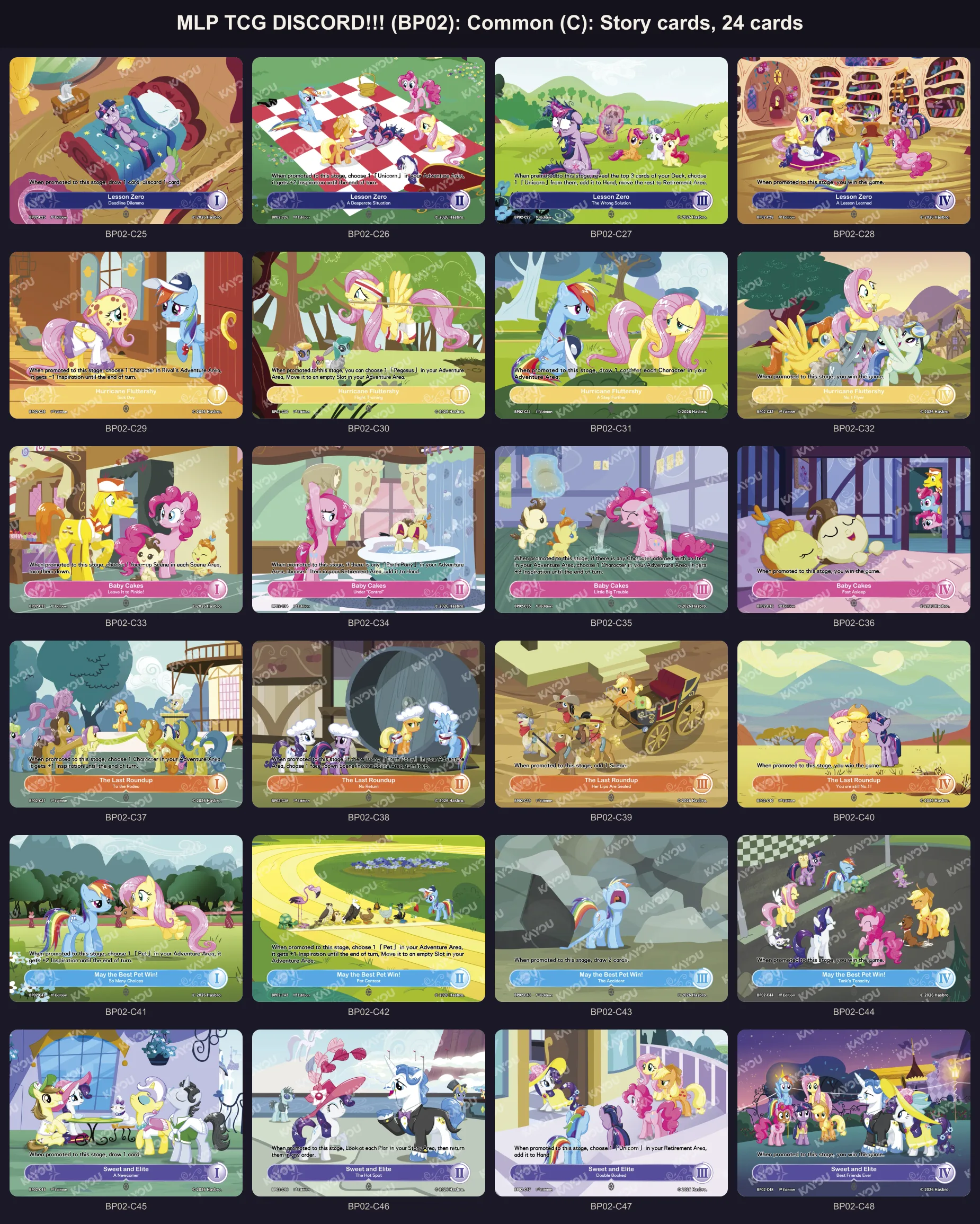 All 24 DISCORD!!! Story cards, one episode per row, stages one to four left to right